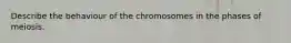 Describe the behaviour of the chromosomes in the phases of meiosis.