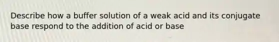 Describe how a buffer solution of a weak acid and its conjugate base respond to the addition of acid or base