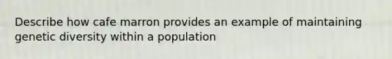 Describe how cafe marron provides an example of maintaining genetic diversity within a population