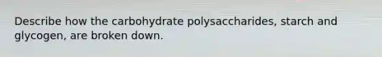 Describe how the carbohydrate polysaccharides, starch and glycogen, are broken down.