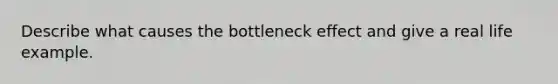 Describe what causes the bottleneck effect and give a real life example.