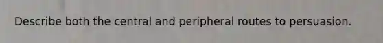 Describe both the central and peripheral routes to persuasion.