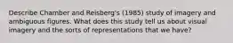 Describe Chamber and Reisberg's (1985) study of imagery and ambiguous figures. What does this study tell us about visual imagery and the sorts of representations that we have?