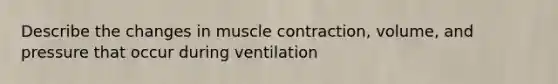 Describe the changes in <a href='https://www.questionai.com/knowledge/k0LBwLeEer-muscle-contraction' class='anchor-knowledge'>muscle contraction</a>, volume, and pressure that occur during ventilation