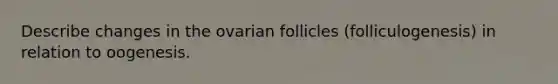 Describe changes in the ovarian follicles (folliculogenesis) in relation to oogenesis.