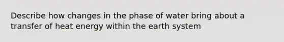 Describe how changes in the phase of water bring about a transfer of heat energy within the earth system