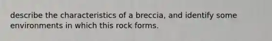 describe the characteristics of a breccia, and identify some environments in which this rock forms.