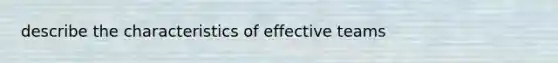 describe the characteristics of effective teams