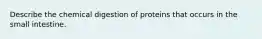 Describe the chemical digestion of proteins that occurs in the small intestine.