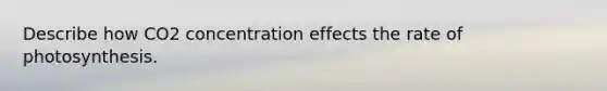 Describe how CO2 concentration effects the rate of photosynthesis.