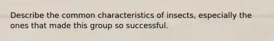 Describe the common characteristics of insects, especially the ones that made this group so successful.