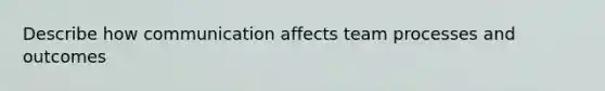 Describe how communication affects team processes and outcomes