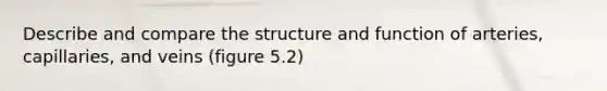 Describe and compare the structure and function of arteries, capillaries, and veins (figure 5.2)