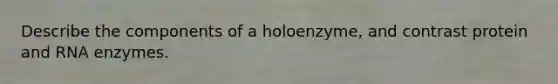 Describe the components of a holoenzyme, and contrast protein and RNA enzymes.