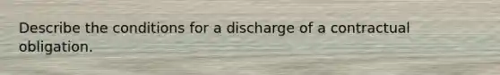 Describe the conditions for a discharge of a contractual obligation.