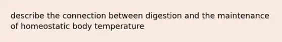 describe the connection between digestion and the maintenance of homeostatic body temperature