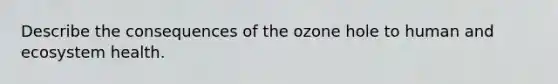 Describe the consequences of the ozone hole to human and ecosystem health.