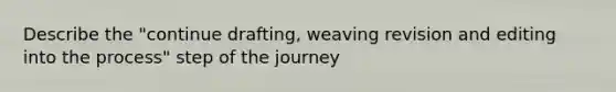 Describe the "continue drafting, weaving revision and editing into the process" step of the journey