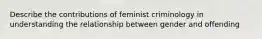 Describe the contributions of feminist criminology in understanding the relationship between gender and offending