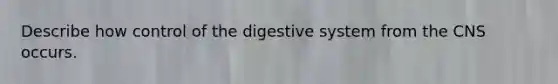 Describe how control of the digestive system from the CNS occurs.