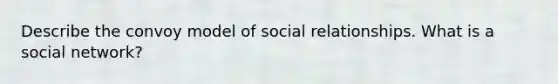 Describe the convoy model of social relationships. What is a social network?