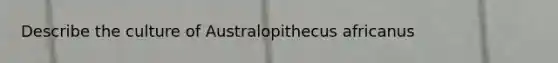 Describe the culture of Australopithecus africanus