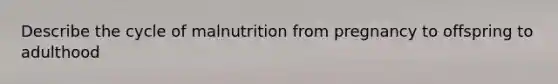 Describe the cycle of malnutrition from pregnancy to offspring to adulthood