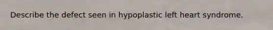 Describe the defect seen in hypoplastic left heart syndrome.