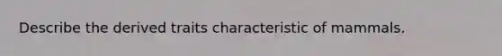 Describe the derived traits characteristic of mammals.