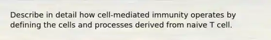 Describe in detail how cell-mediated immunity operates by defining the cells and processes derived from naive T cell.