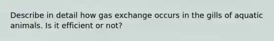 Describe in detail how gas exchange occurs in the gills of aquatic animals. Is it efficient or not?