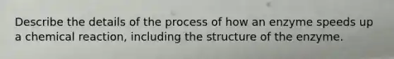 Describe the details of the process of how an enzyme speeds up a chemical reaction, including the structure of the enzyme.