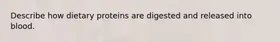 Describe how dietary proteins are digested and released into blood.