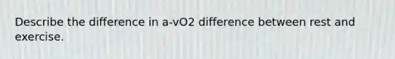 Describe the difference in a-vO2 difference between rest and exercise.