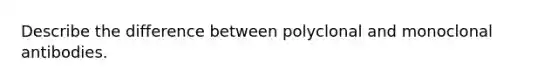 Describe the difference between polyclonal and monoclonal antibodies.