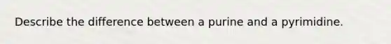 Describe the difference between a purine and a pyrimidine.