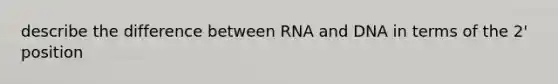 describe the difference between RNA and DNA in terms of the 2' position