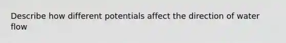 Describe how different potentials affect the direction of water flow