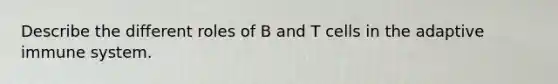 Describe the different roles of B and T cells in the adaptive immune system.