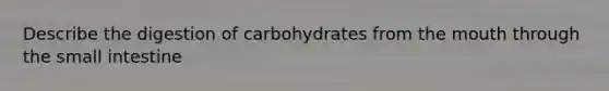 Describe the digestion of carbohydrates from the mouth through the small intestine