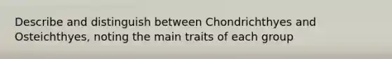 Describe and distinguish between Chondrichthyes and Osteichthyes, noting the main traits of each group