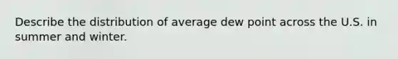 Describe the distribution of average dew point across the U.S. in summer and winter.