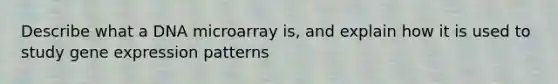 Describe what a DNA microarray is, and explain how it is used to study gene expression patterns