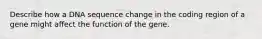 Describe how a DNA sequence change in the coding region of a gene might affect the function of the gene.