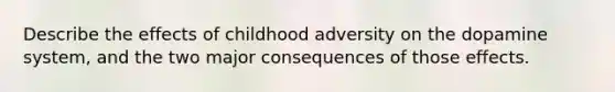 Describe the effects of childhood adversity on the dopamine system, and the two major consequences of those effects.