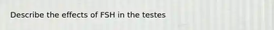 Describe the effects of FSH in the testes