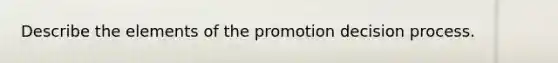 Describe the elements of the promotion decision process.