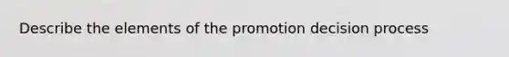 Describe the elements of the promotion decision process