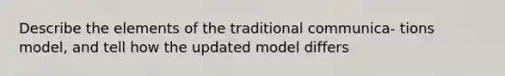 Describe the elements of the traditional communica- tions model, and tell how the updated model differs