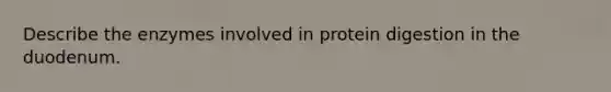 Describe the enzymes involved in protein digestion in the duodenum.